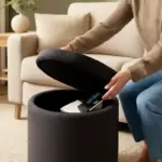 Pouf contenitore per salotto: organizza e arreda con un solo gesto pratico