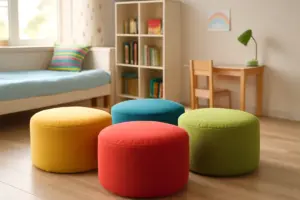 Sedute pouf multicolore in cameretta: il trucco per ravvivare subito l’ambiente senza fatica