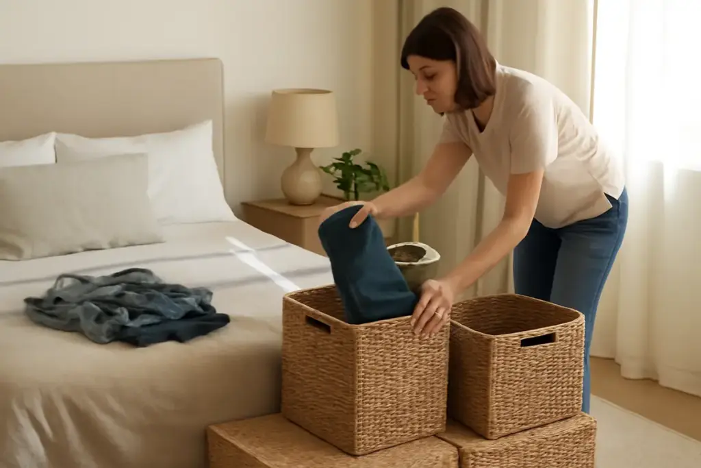 Come evitare il disordine in camera da letto con ceste contenitore? Il trucco che semplifica le pulizie
